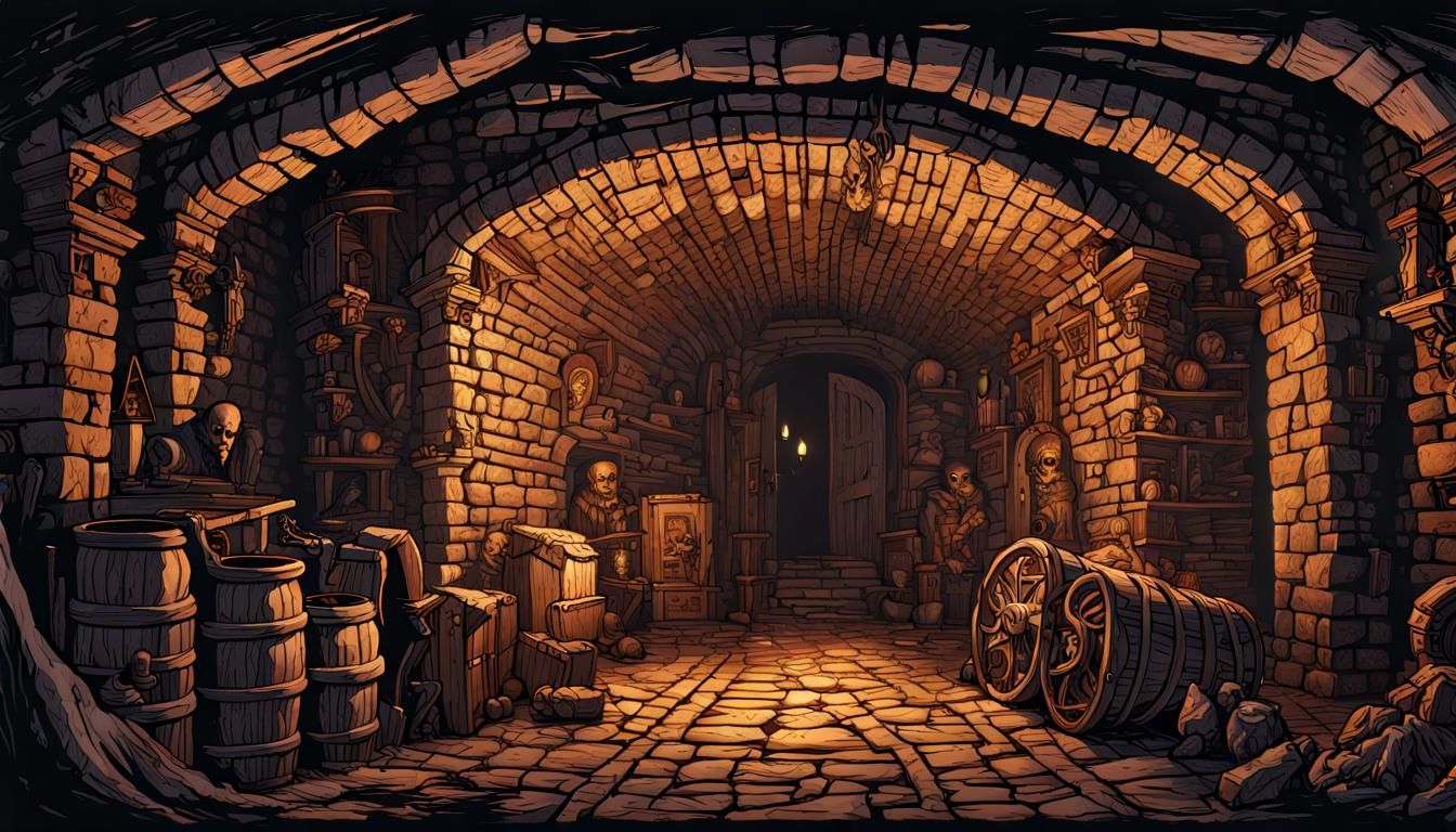 Cask of Amontillado: Dark Fantasy Woodcut