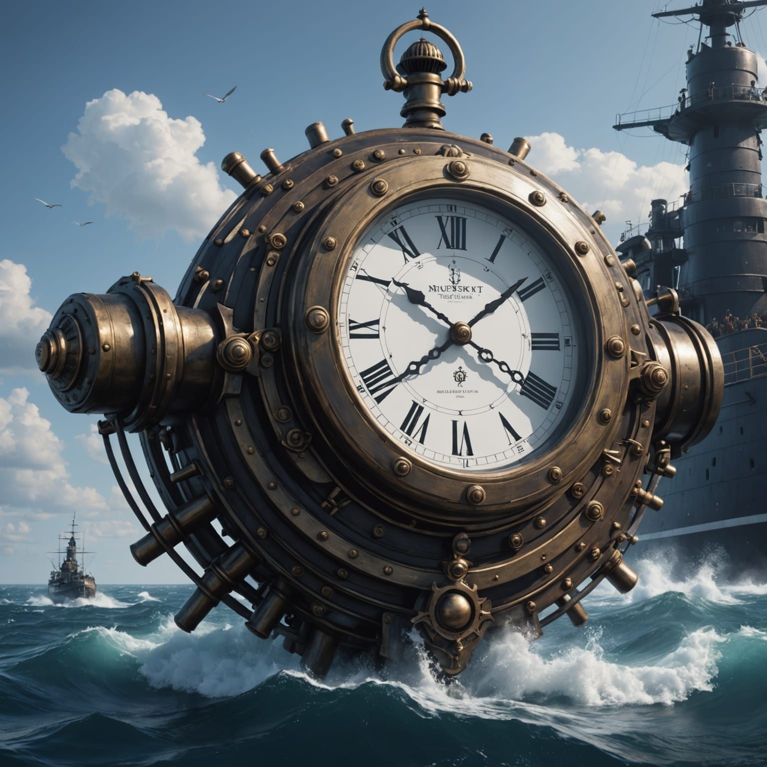 Musket Clock Submarine in 3D Anime Style