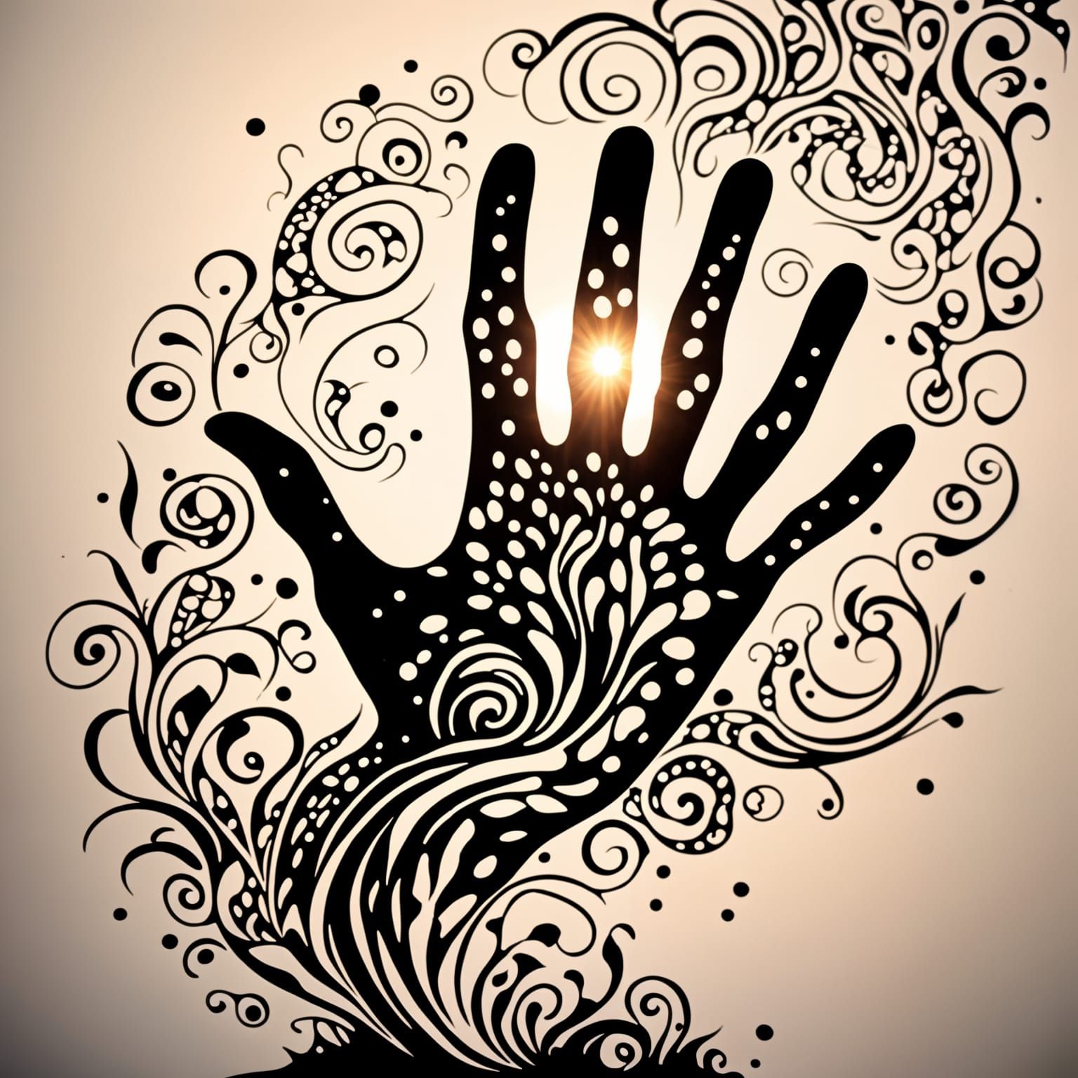 Hand Silhouette Reaching from Water in Auburn Light