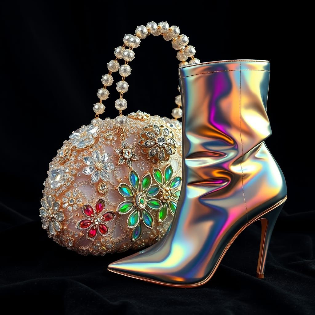 Crystal Handbag and Jellyfish Boots in Vogue Style