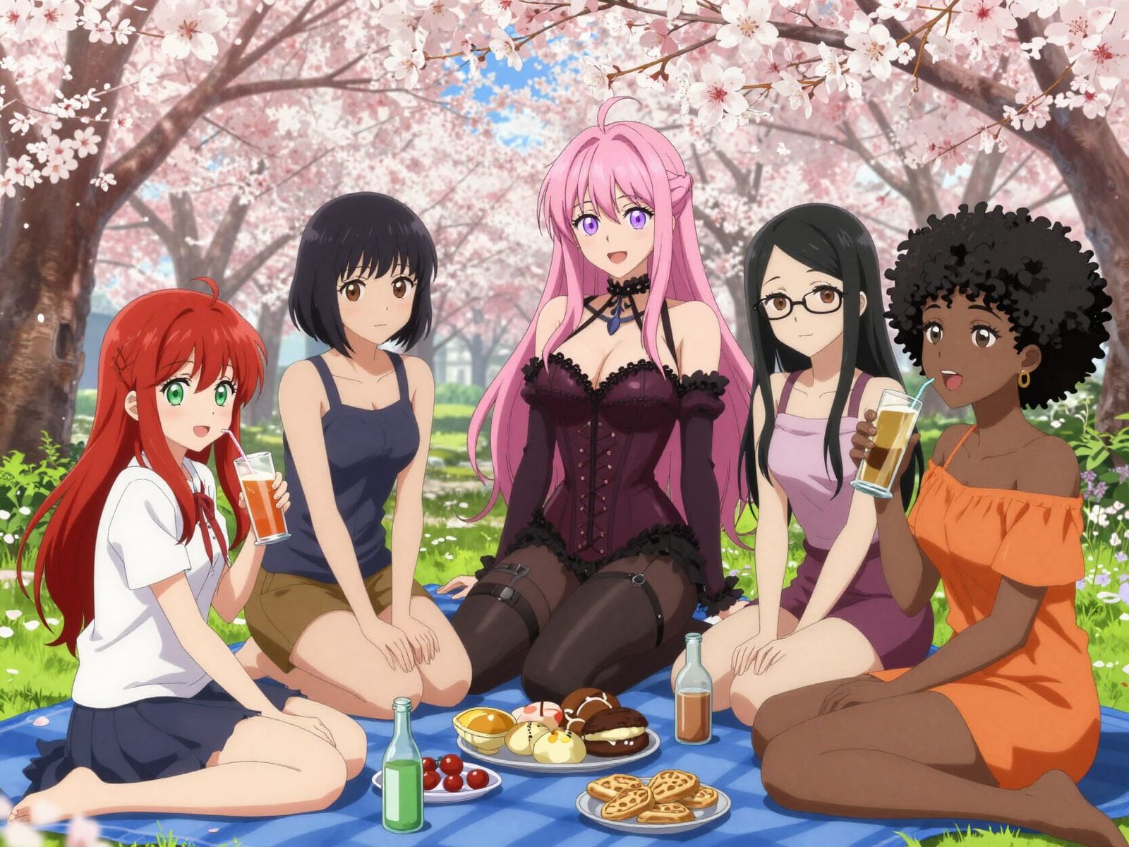 Friends Celebrate Hanami Under Cherry Blossoms