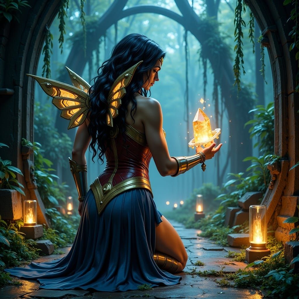 Fairypunk Wonder Woman's Discovery in Industrial Forest
