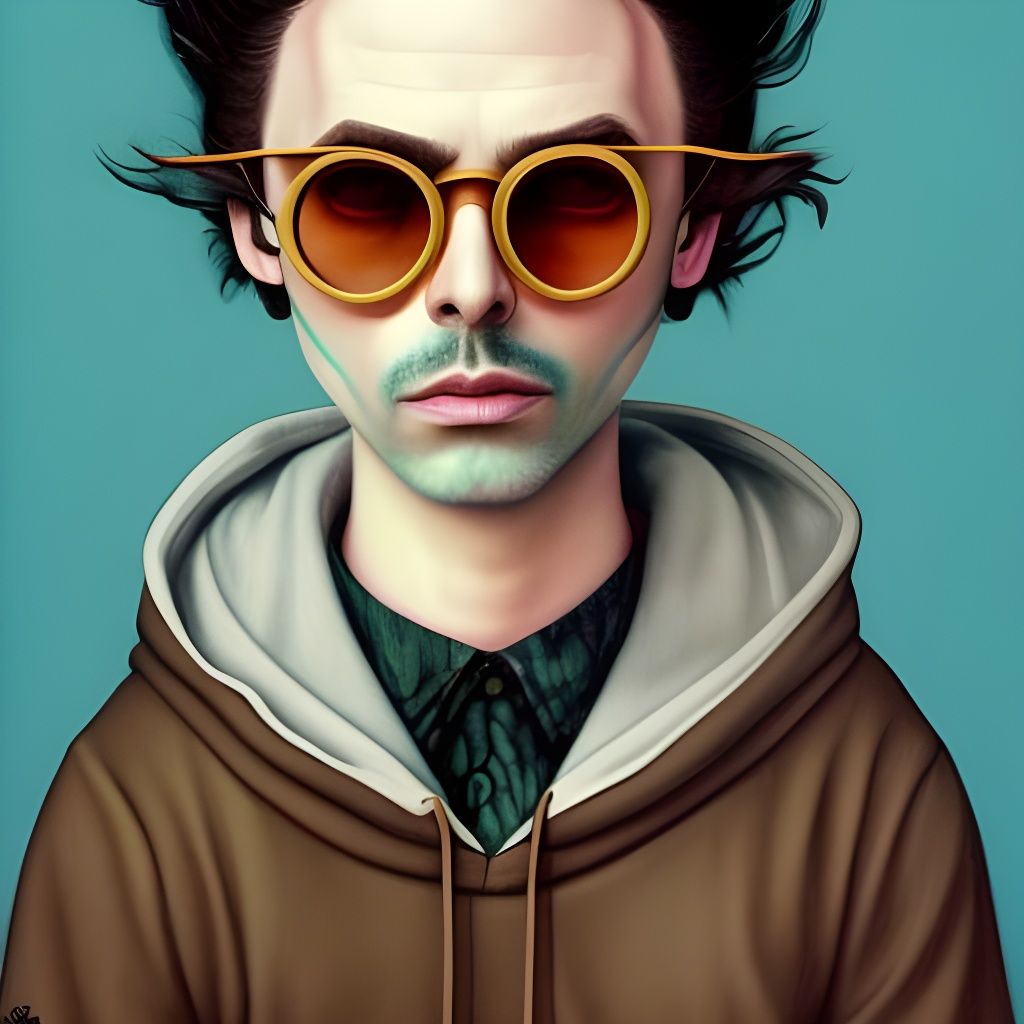 Fantasy Painting of Hipster Pawnee Man