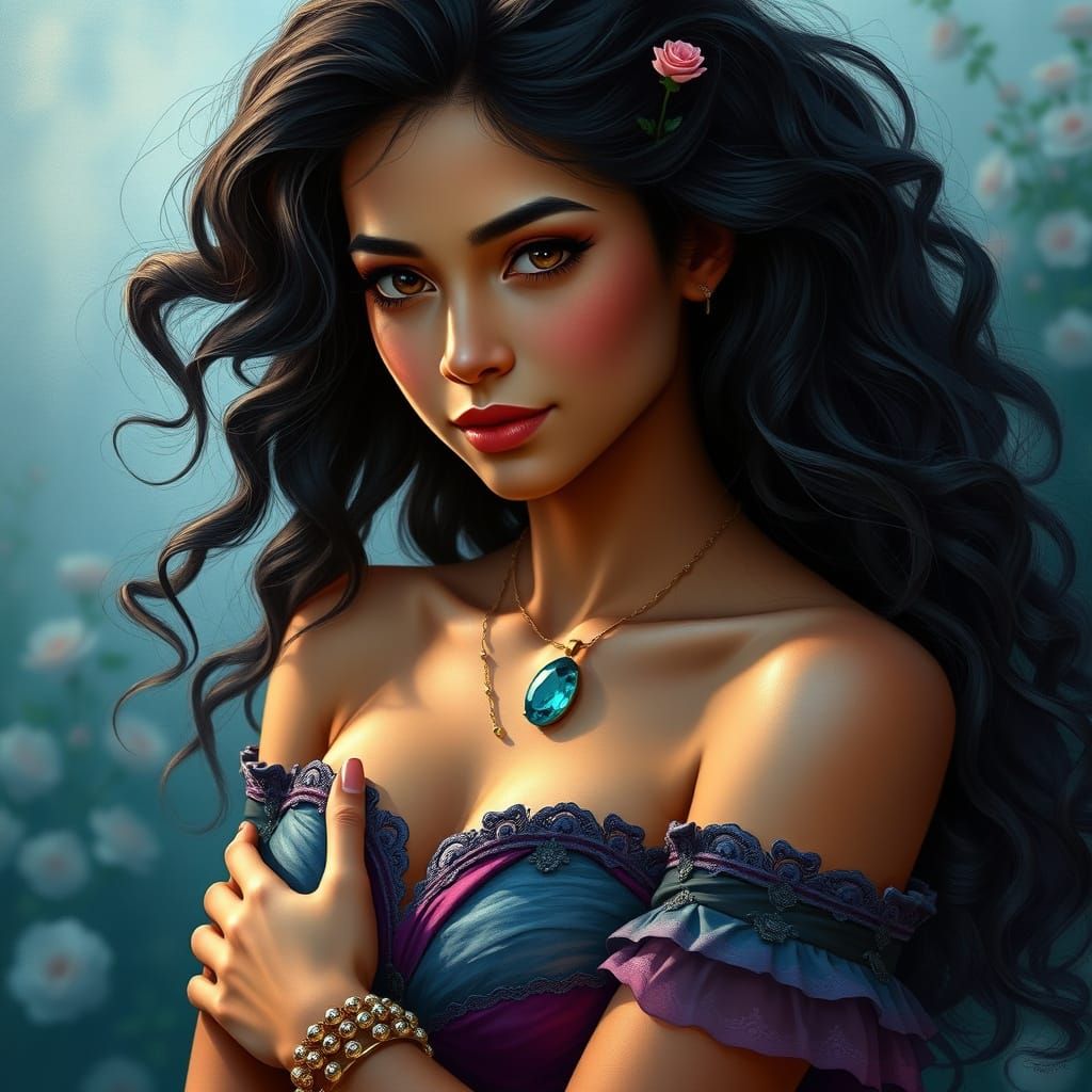 Latin Beauty in Whimsical Fantasy Gown