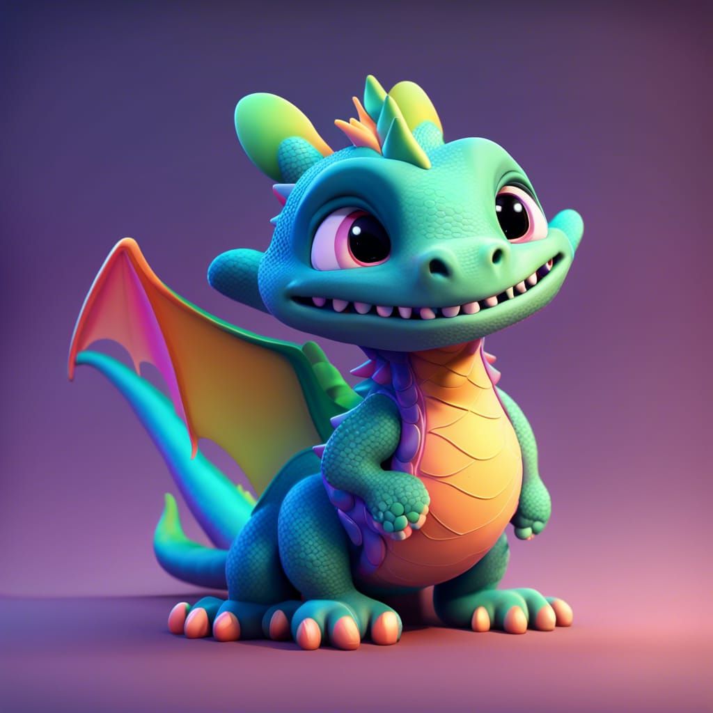 Cute Dragon in 3D Digital Art Style