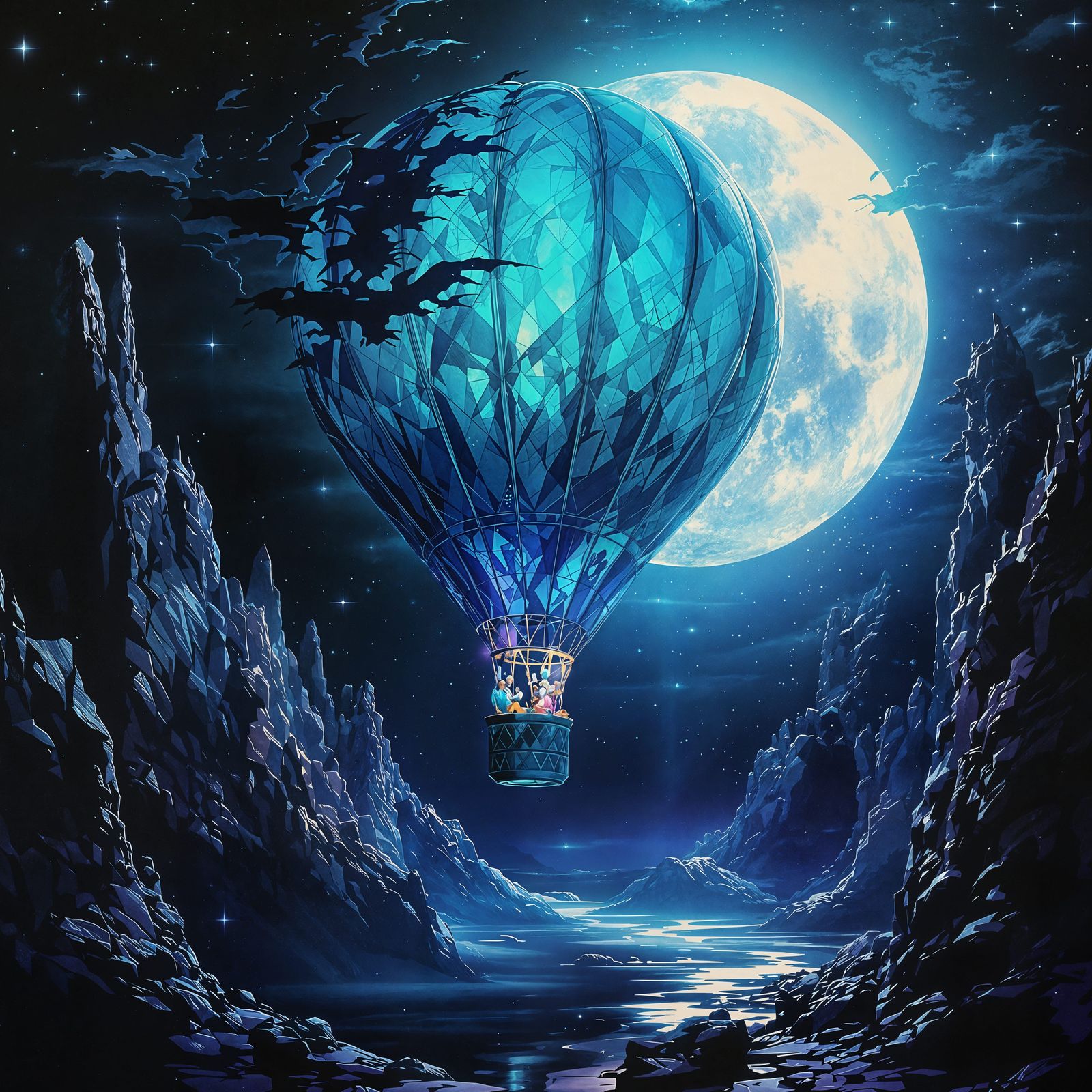 Glowing Hot Air Balloon Rides Under Moonlight