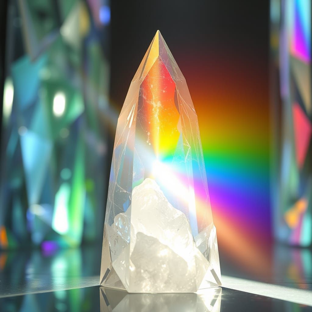 Crystal Monument Refracts Light into Rainbow