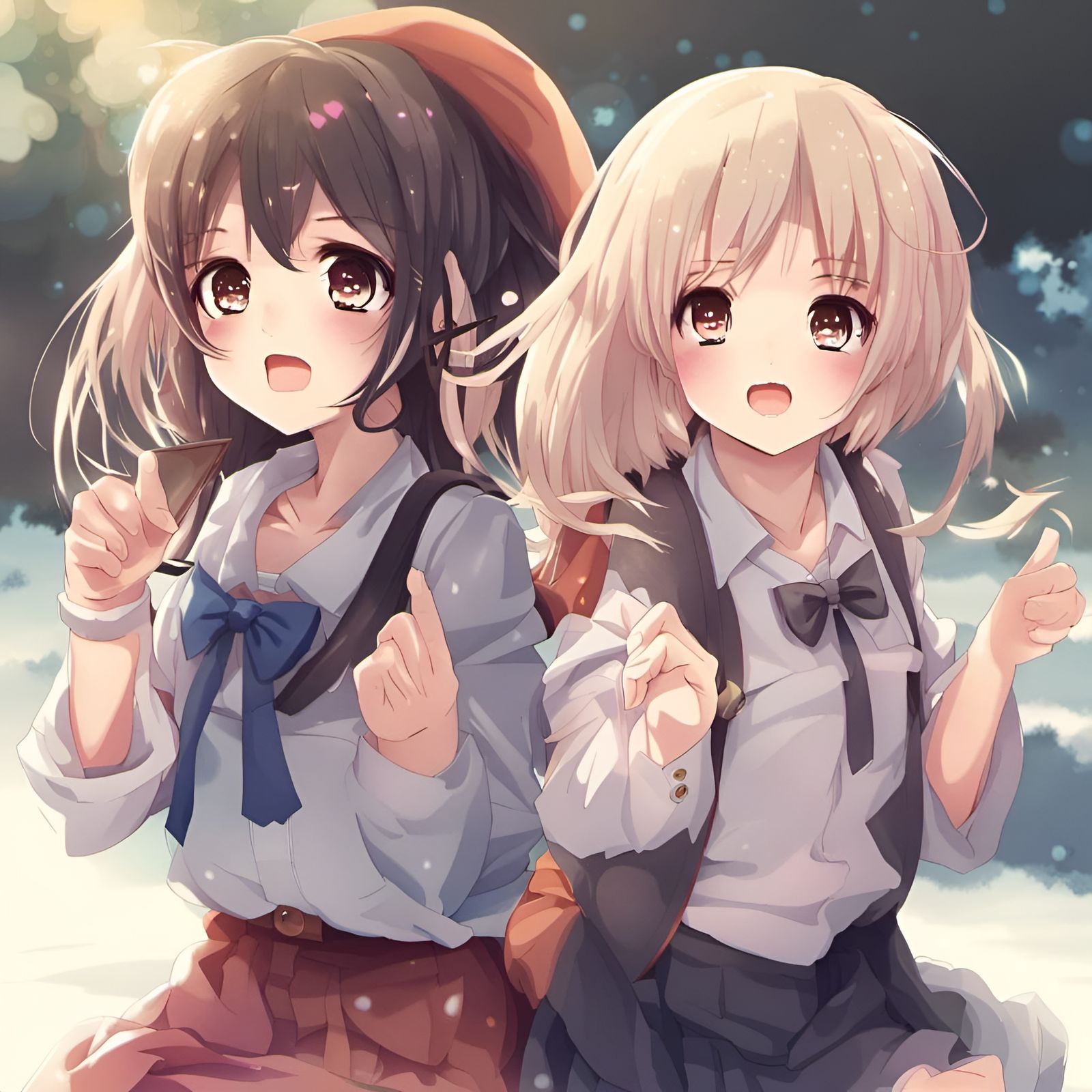 Cute Anime Girls in Japanese Manga Style