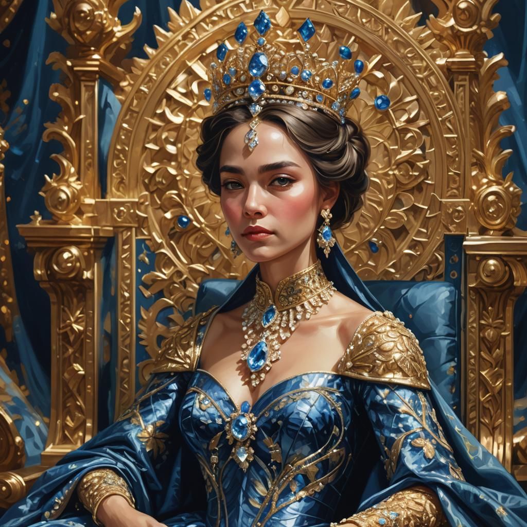 Empress in Blue Gown with Diamond Jewellery