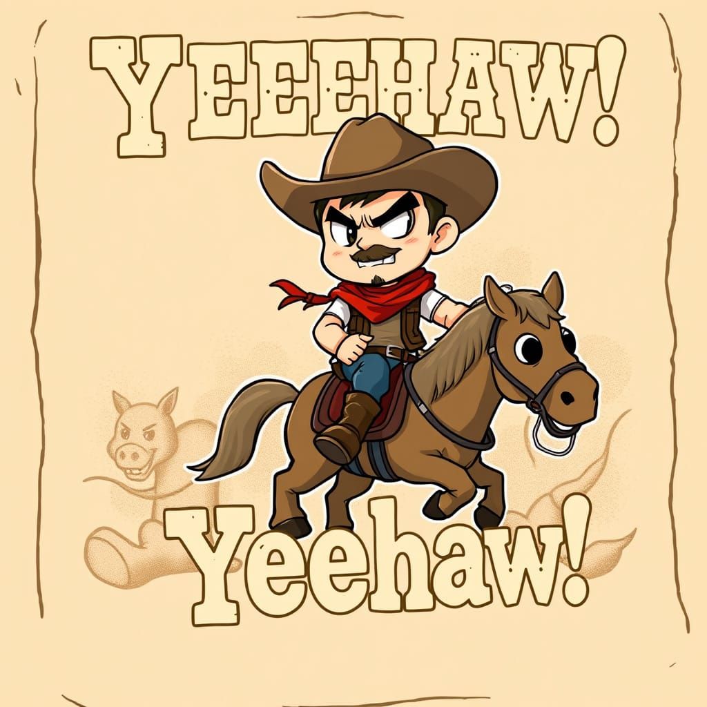 Gritty Chibi Cowboy Rides into the Sunset