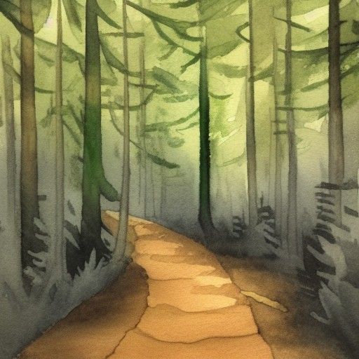 Mysterious Forest Path in Watercolor