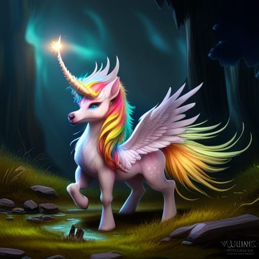 Rainbow Alicorn in Dark Fantasy Style