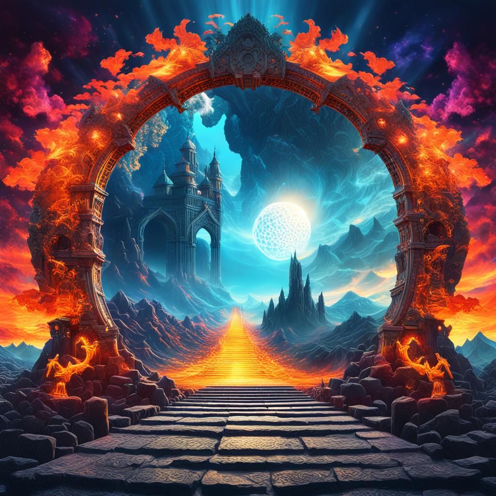 Heaven to Hell Portal: Surreal Collage Art