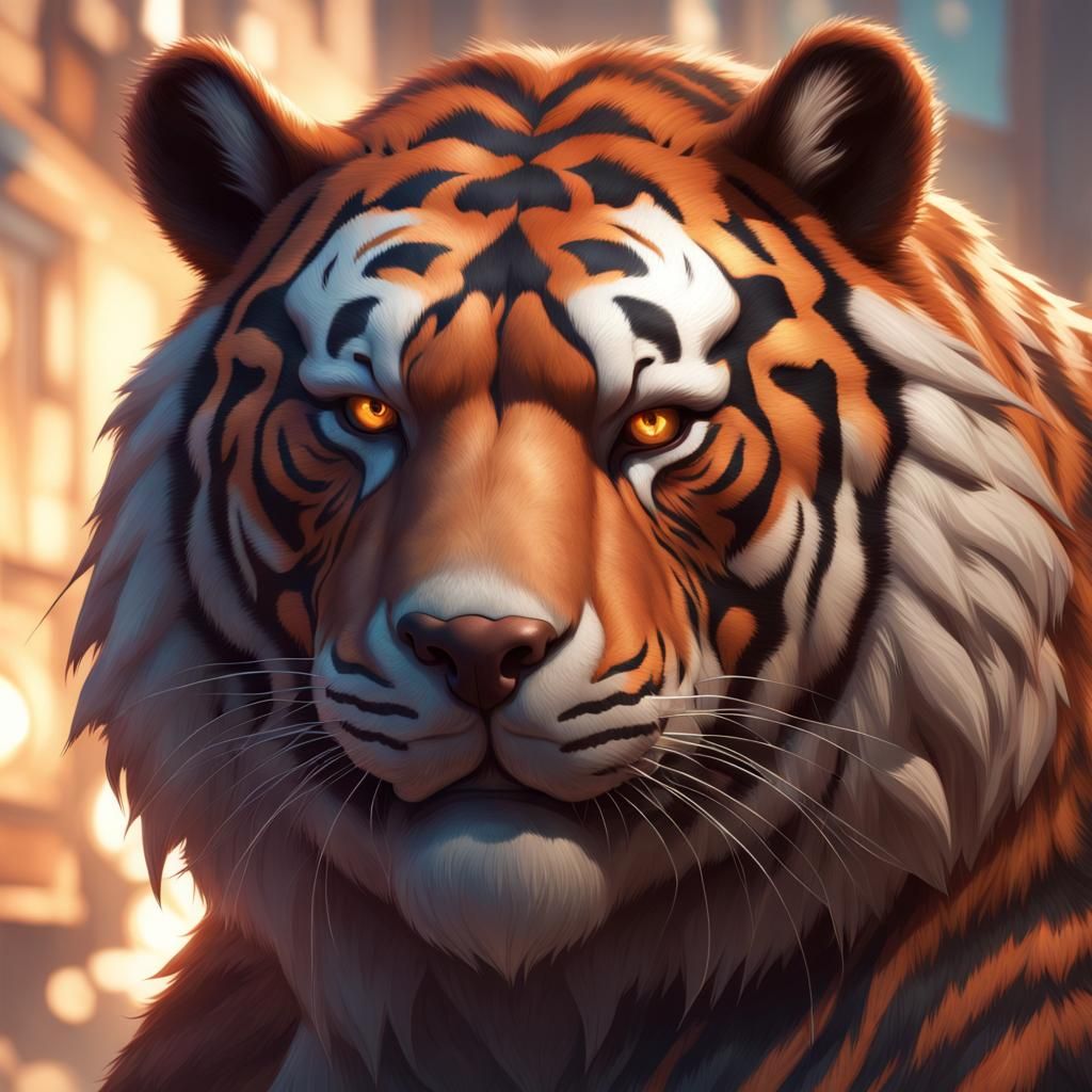 Wild Bear Revealed in Tiger Skin Underwear Portrait