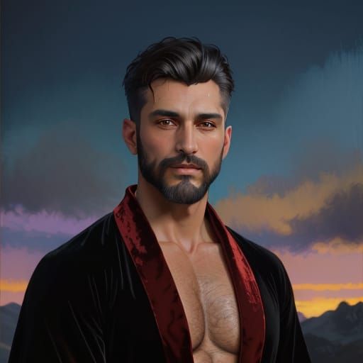 Impressionist Portrait of Man in Velvet Robe