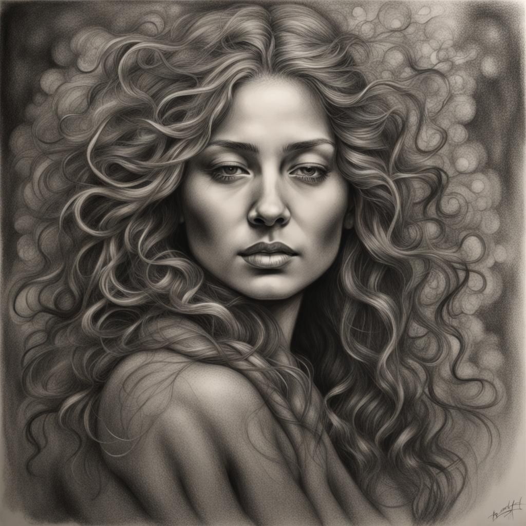 Detailed Charcoal Drawing: Inspiration and Peace