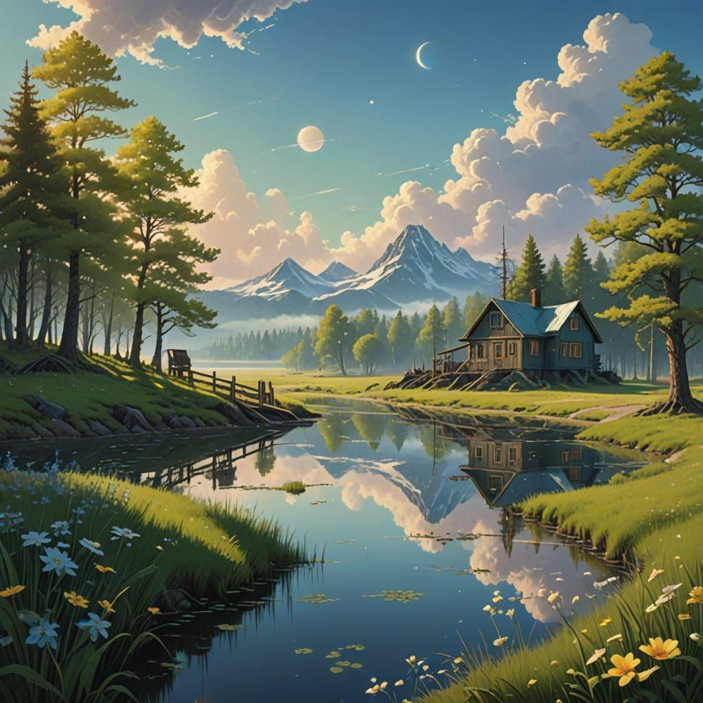 Whimsical Spring Scene in Soft Focus, Inspired by Romanticiz...