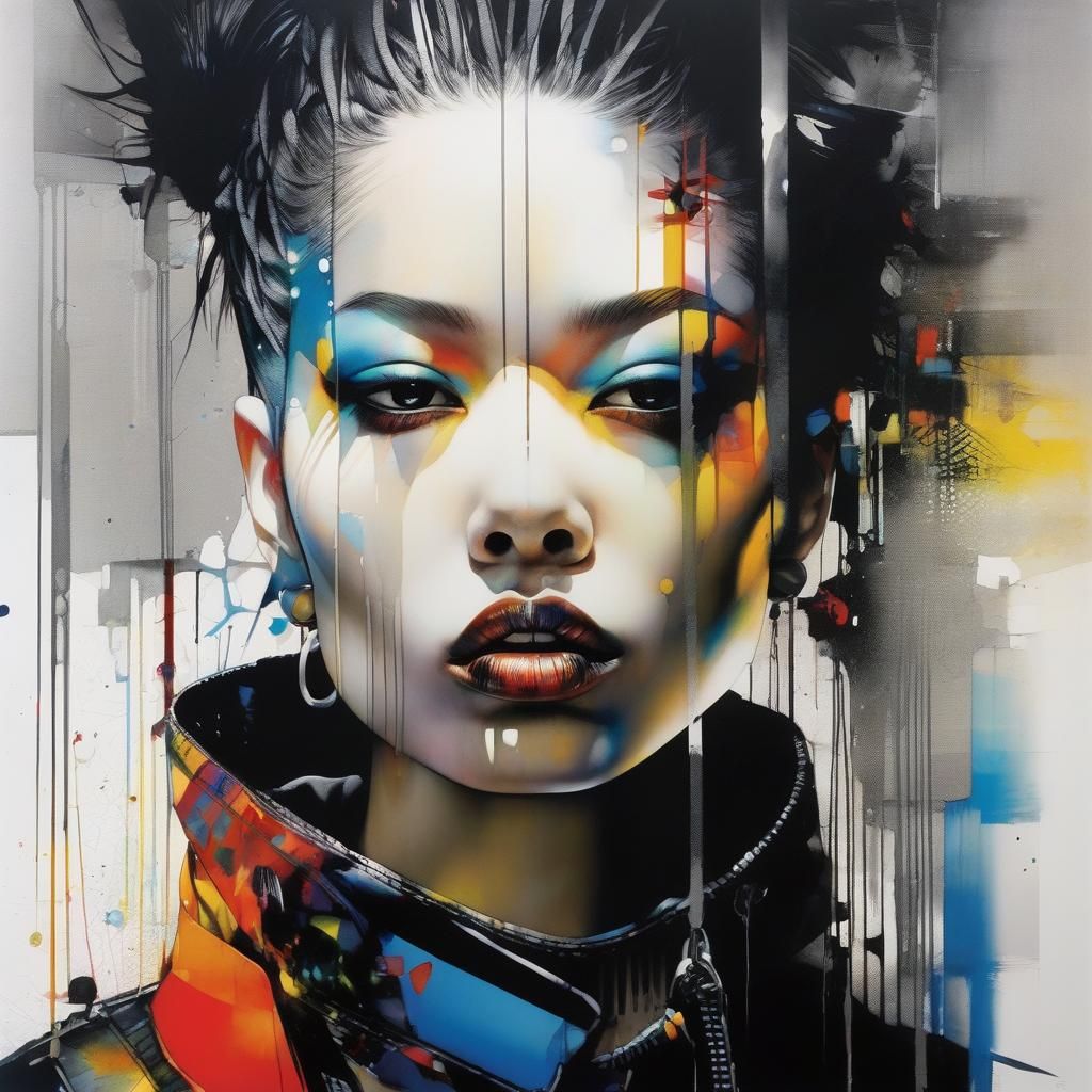 Punk Woman Portrait in Minjae Lee Style