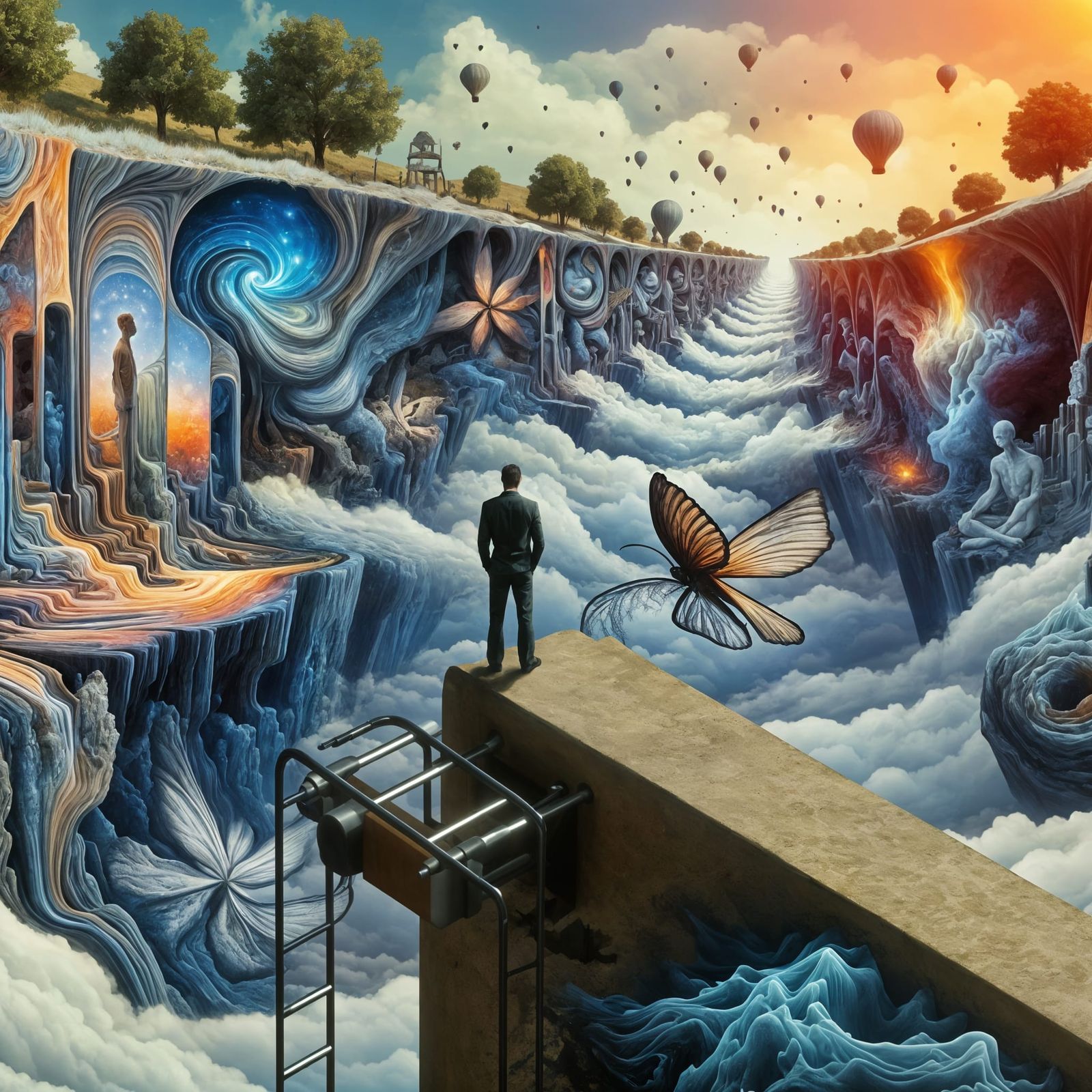 Dreamer on a Precipice: Surreal Dreamscape Vision
