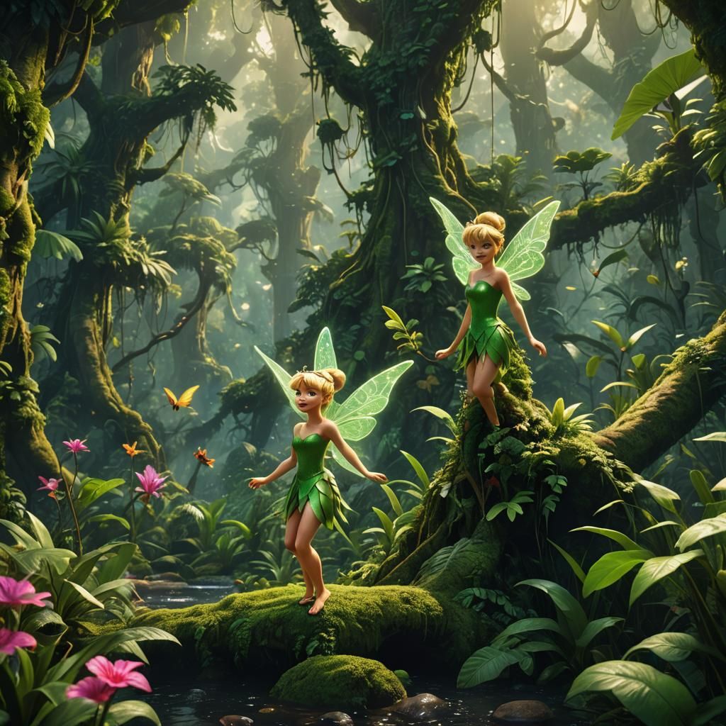 Tinker Bell in a Lush Rainforest