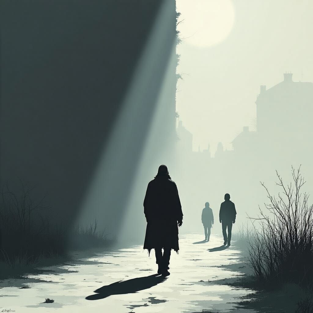 Figure Walking into Shadows: Digital Art