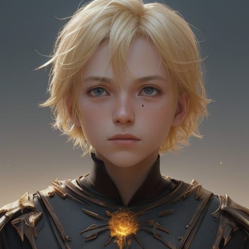 Fiery Aura Portrait: Boy with Sinister Glimmer