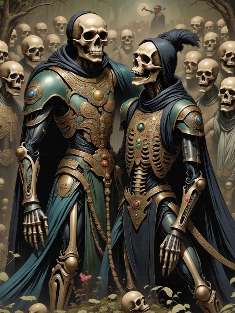 Ethereal Dark Fantasy Paladin Battles Lich in a Haunting Oil...