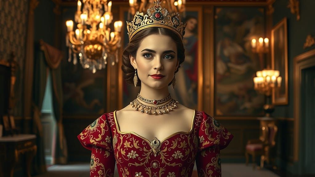 Regal Russian Princess in Imperial Palace, Cinematic Lightin...