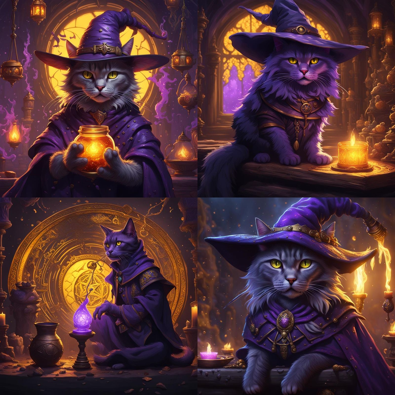 Hyperdetailed Witch Cat in Dark Fantasy Concept Art