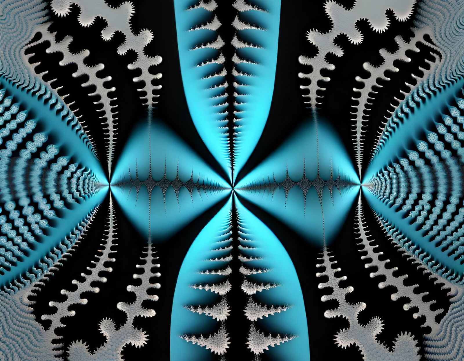 Cyan and Black Mandelbrot Fractal Landscape