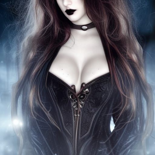 Attractive Gothic Woman in Detailed Matte Painting