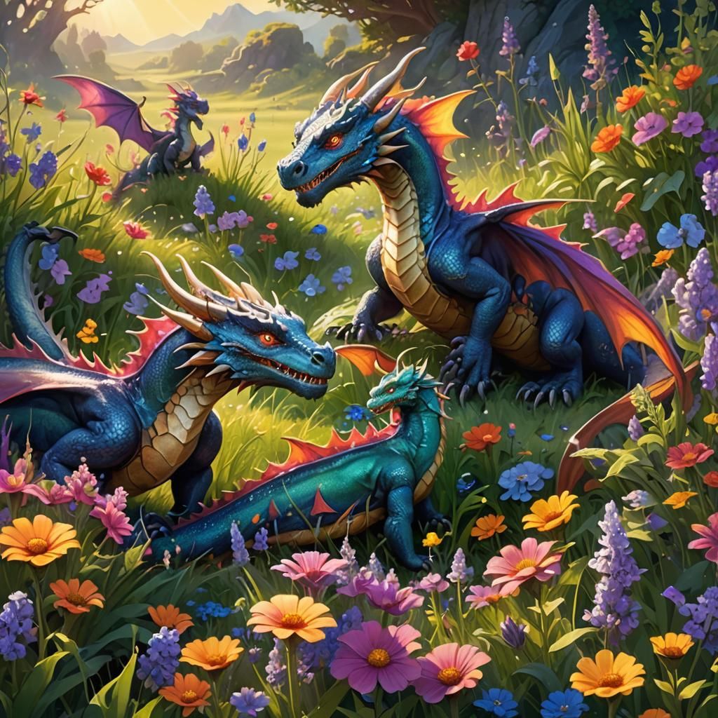 Dragons' Hide and Seek: A Fantastical Matte Painting