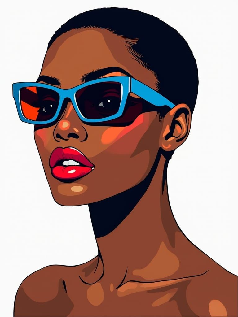 Pop Art Portrait of Woman with Sunglasses