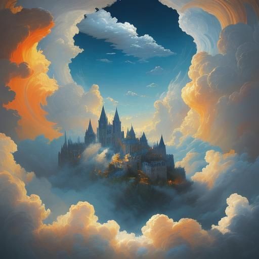 Dreamy Sky: Wind Sweeping Clouds in Surrealism
