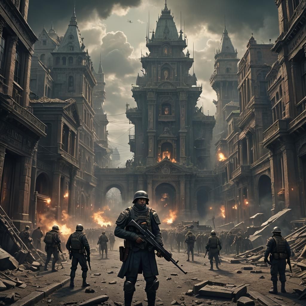 Dramatic Militia Guard in Digital Matte Painting