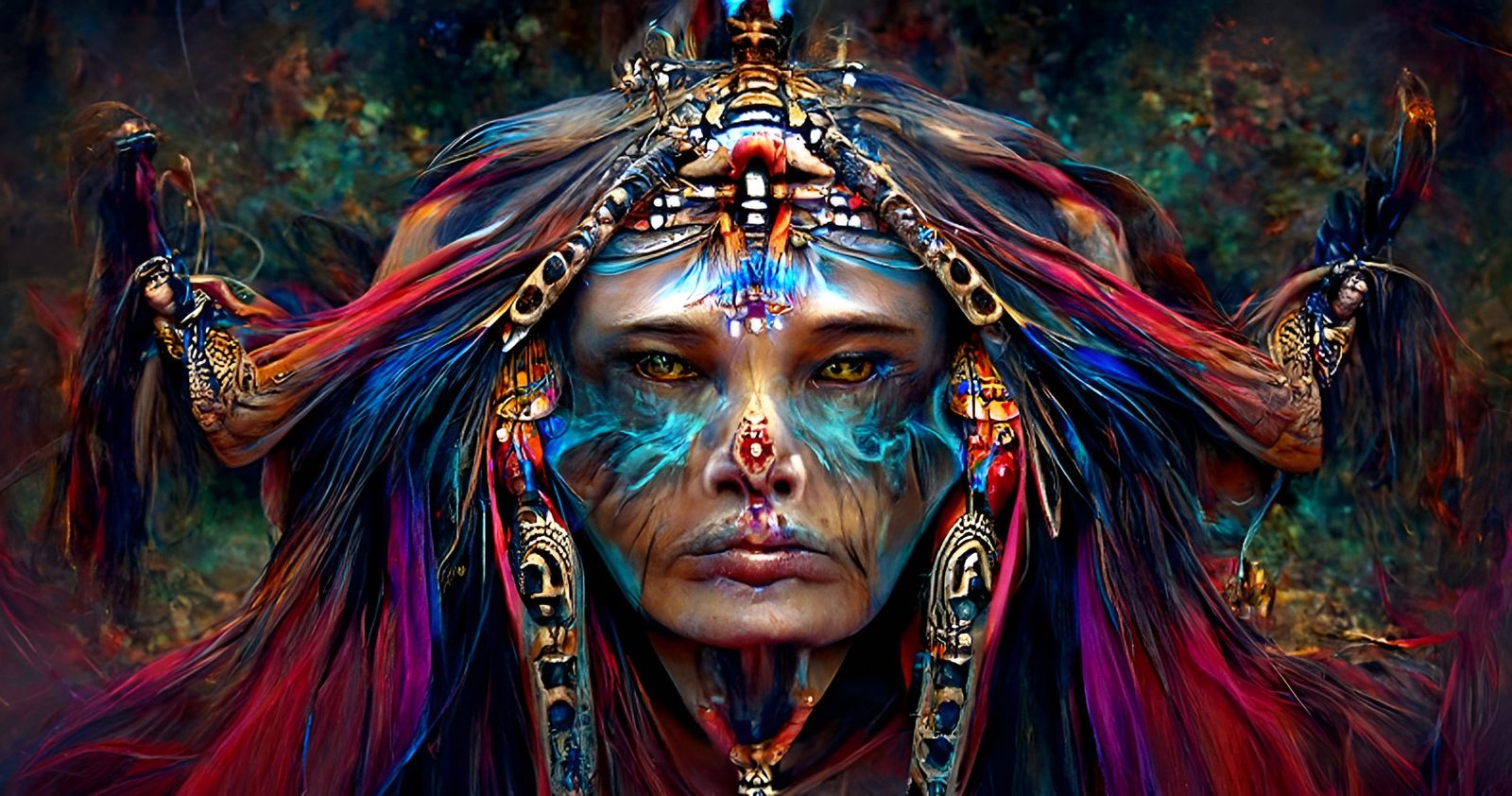 Mystical Shaman Queen: Digital Art Masterpiece