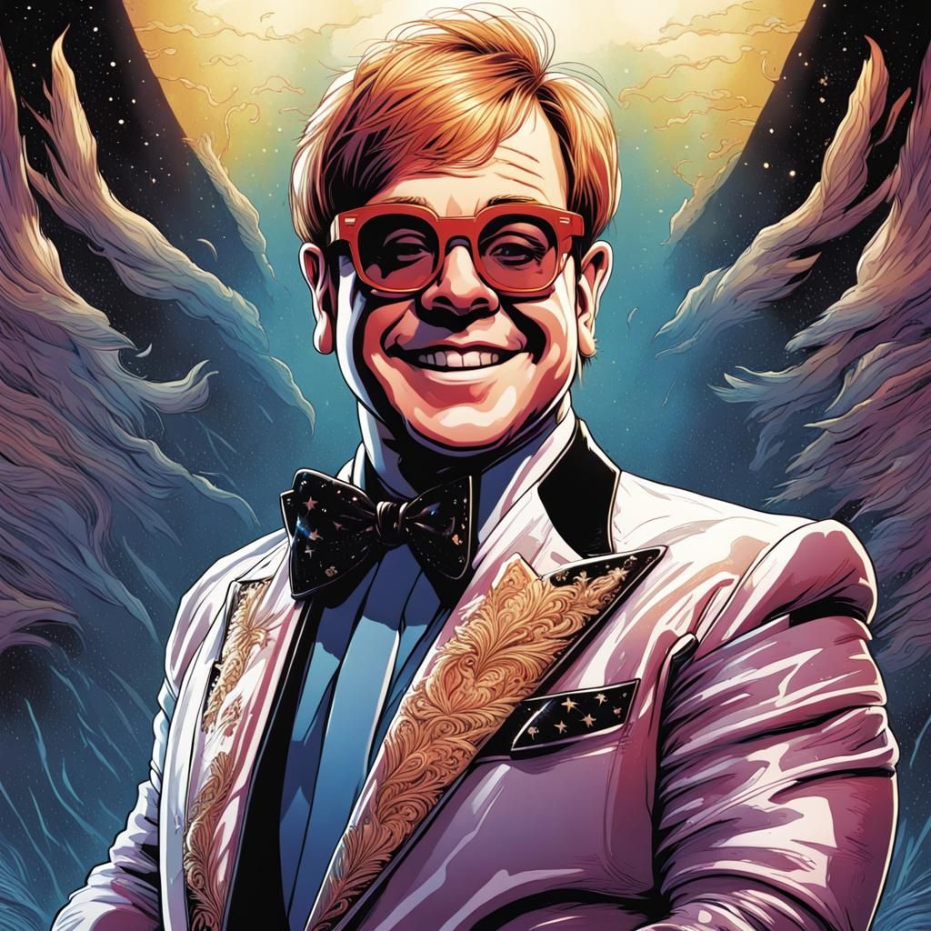 Elton John in Comic Book Art Style