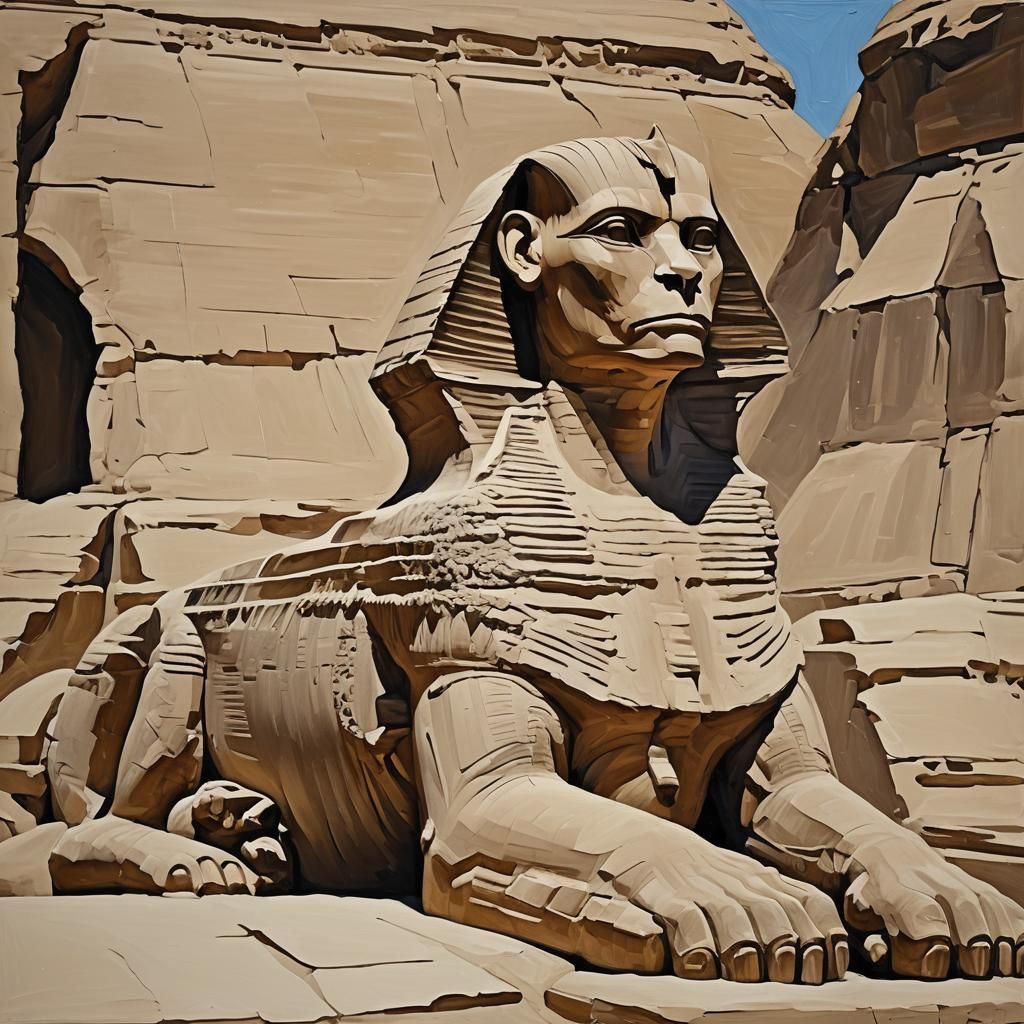 Impasto Painting of the Great Sphinx