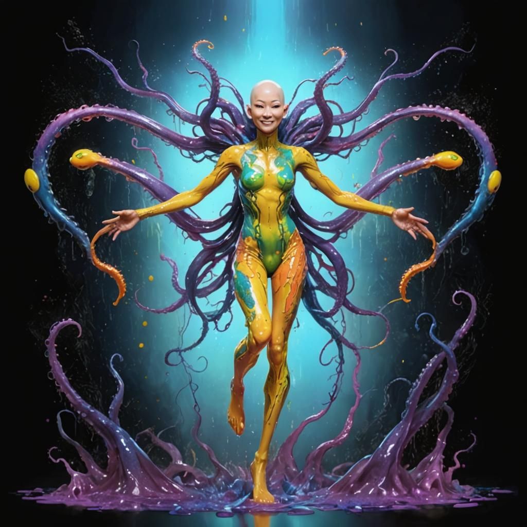 Slime-Covered Woman: Hyperrealistic Concept Art