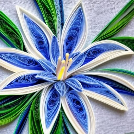 Exotic Quilled Lily in Blue and White