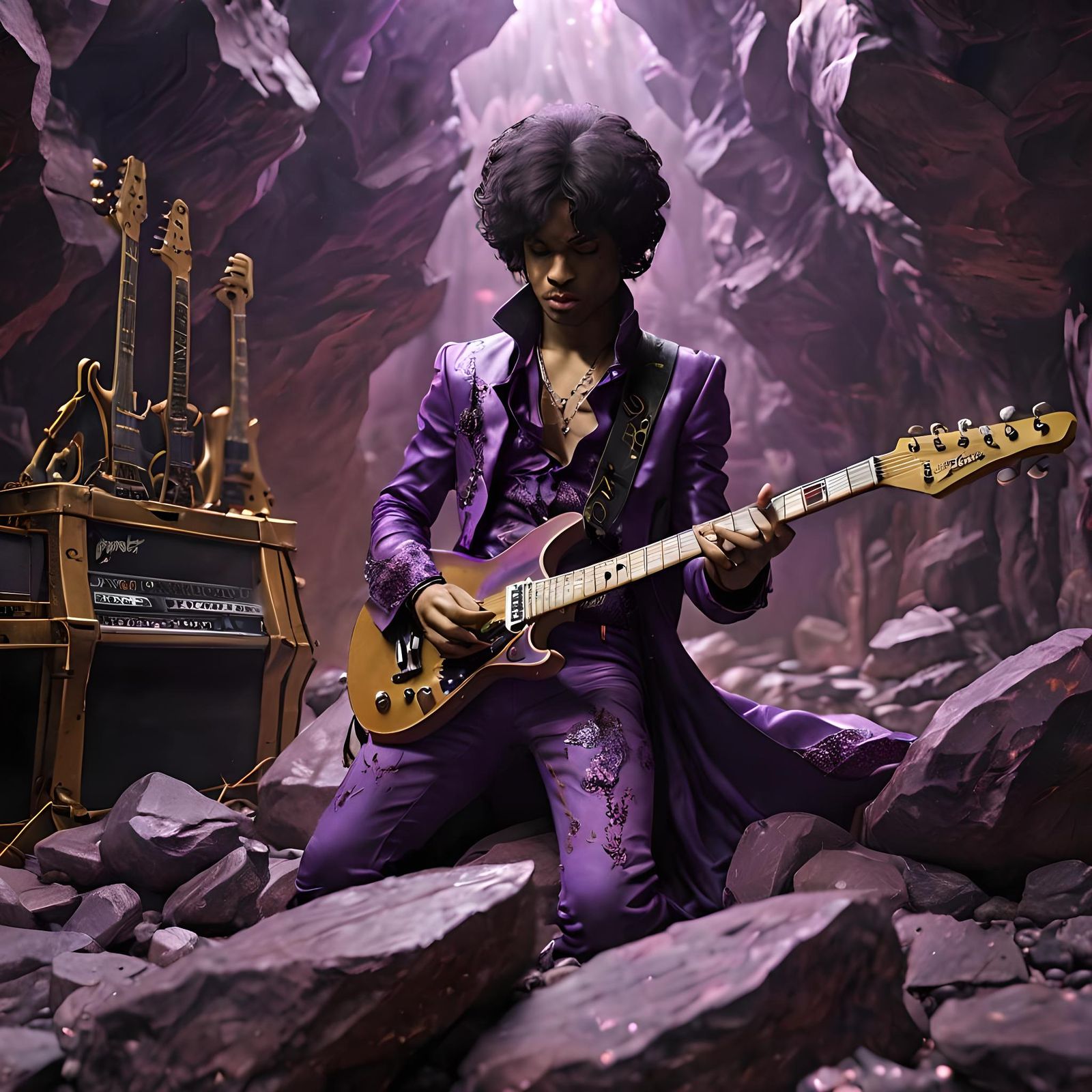 Afrofuturist Prince Guitar in Rock & Roll Heaven