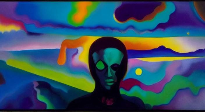 Afrofuturist Astronaut in Expressionist, Psychedelic Landsca...