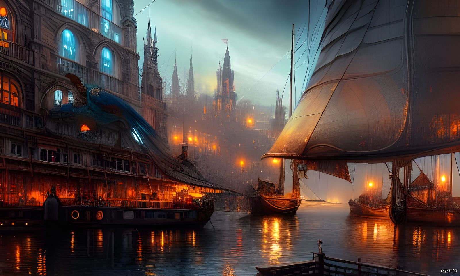 Magical Docks District with Tower of Faith