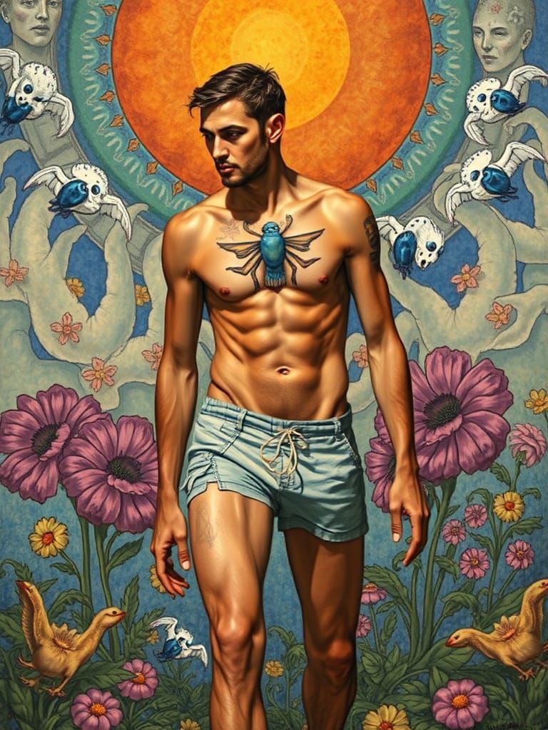 Surreal Male Figure in Visionary Style
