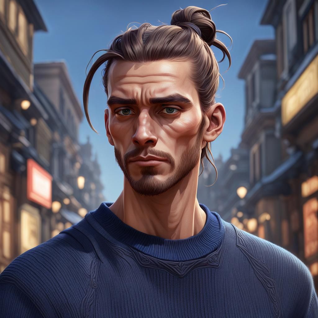 Young Man Portrait in Hyperdetailed Digital Art