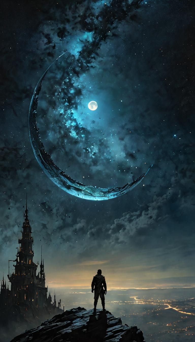 Cosmic Hands Reach for Celestial Bodies in a Vibrant, Hyperd...