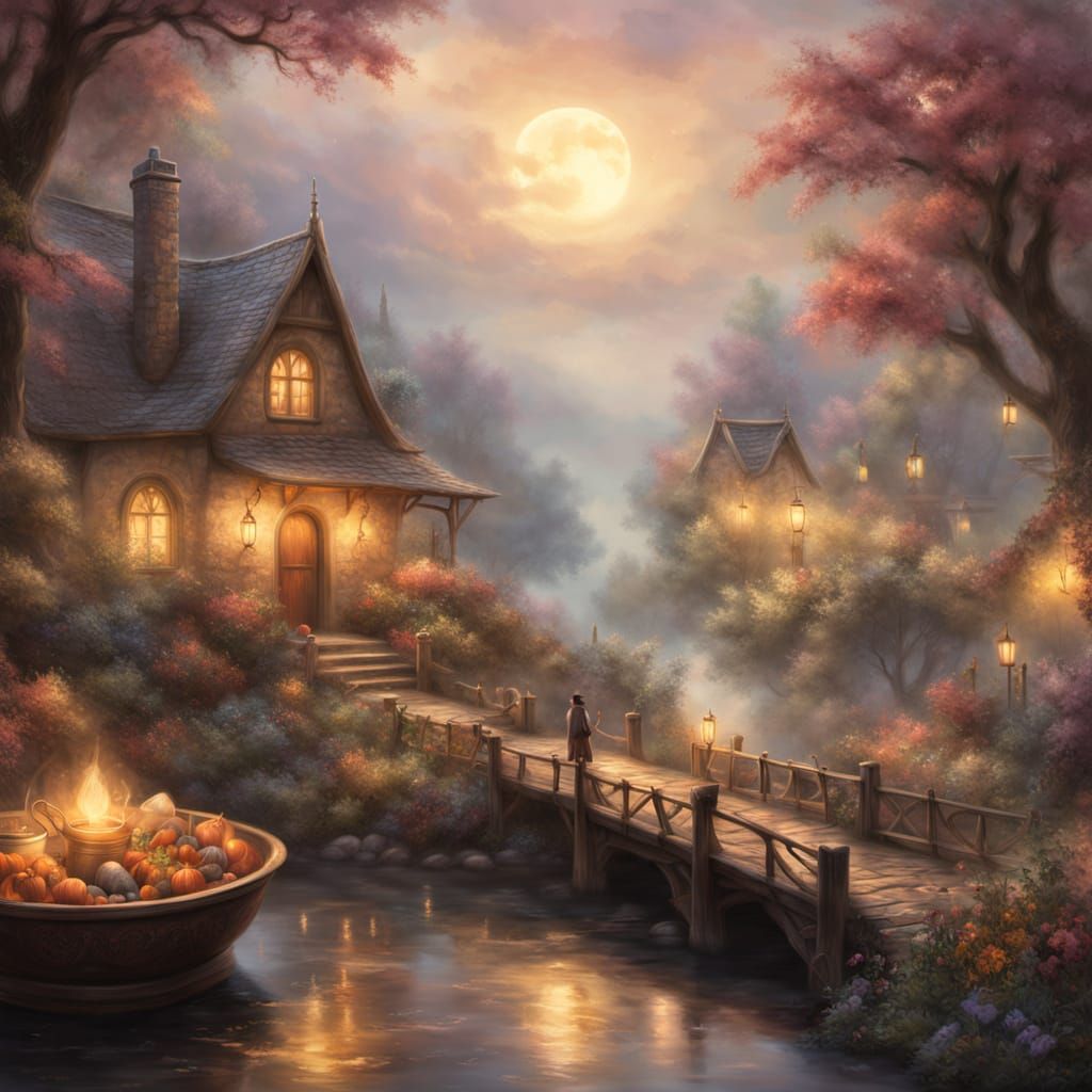 Ethereal Fantasy Scene in Oil Painting Style