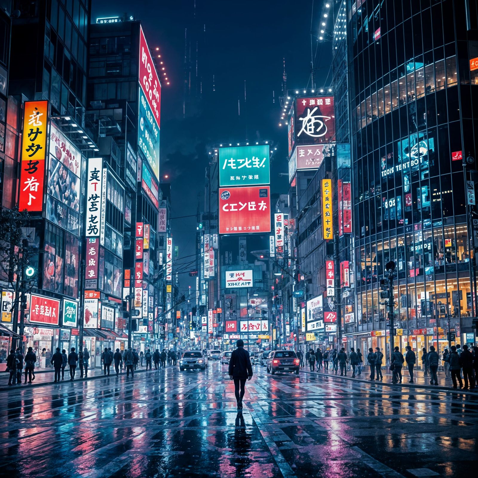 Neon Cityscape at Night in Tokyo Style