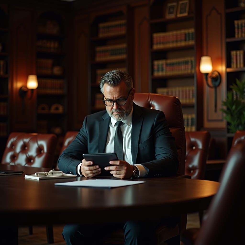 Business Professional Studying in Atmospheric Conference Roo...