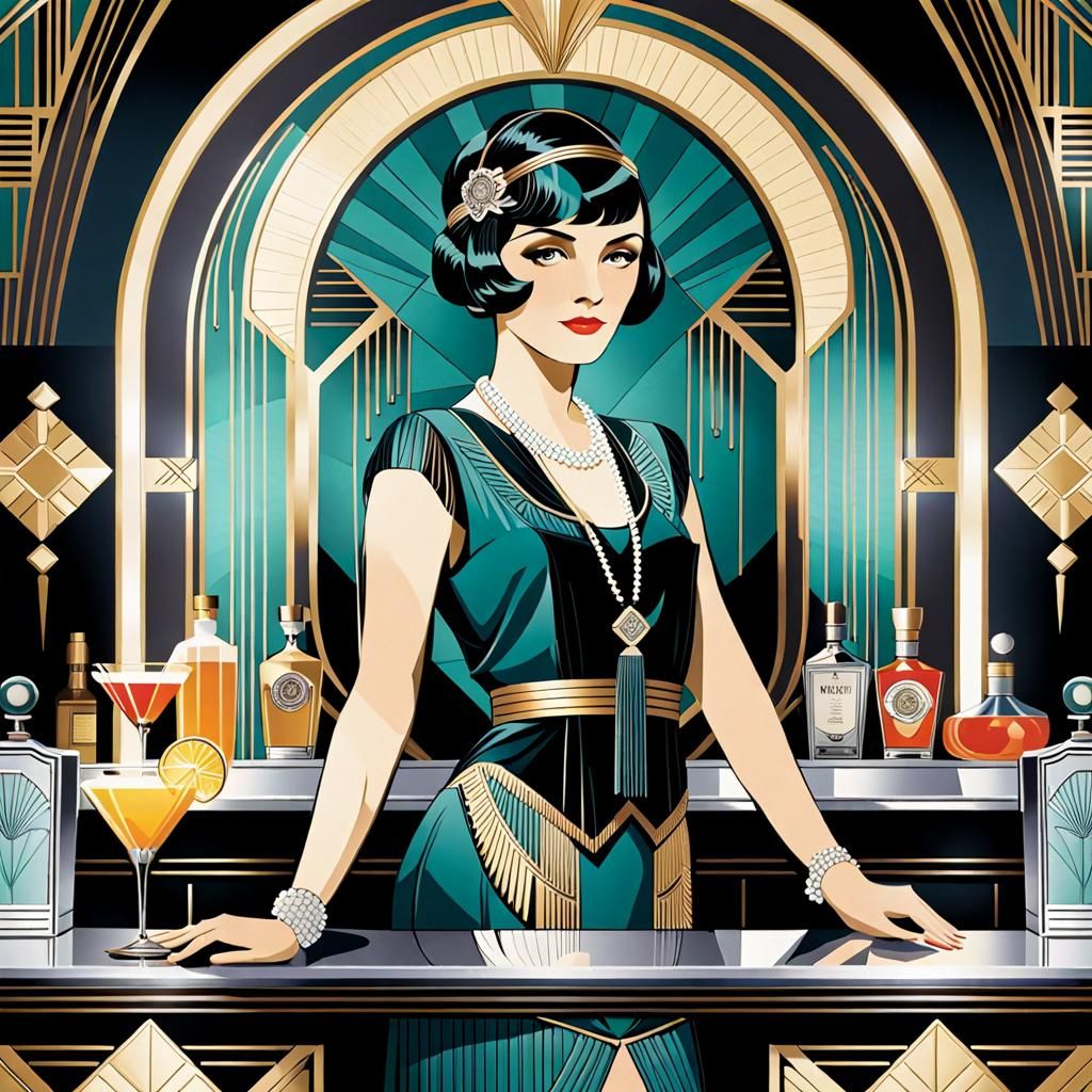 Flapper Bartender Taking Orders